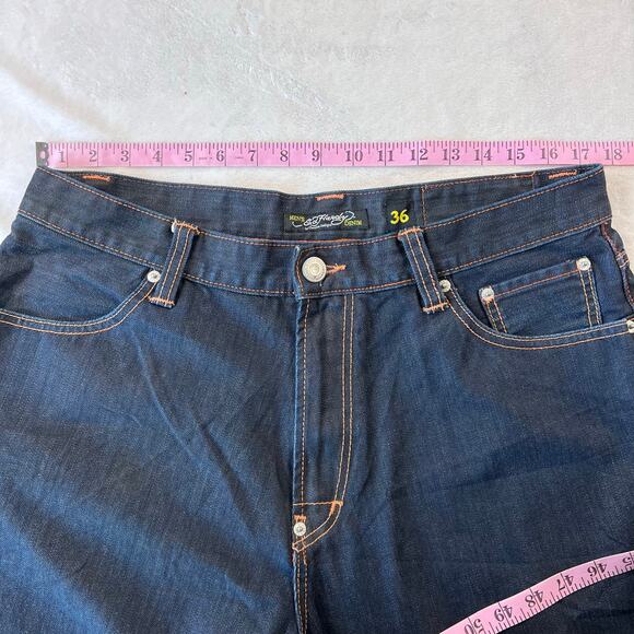 Ed Hardy Love Kills Slowly Embroidered Skull Jean Shorts men’s size 36 Y2K - Picture 5 of 10